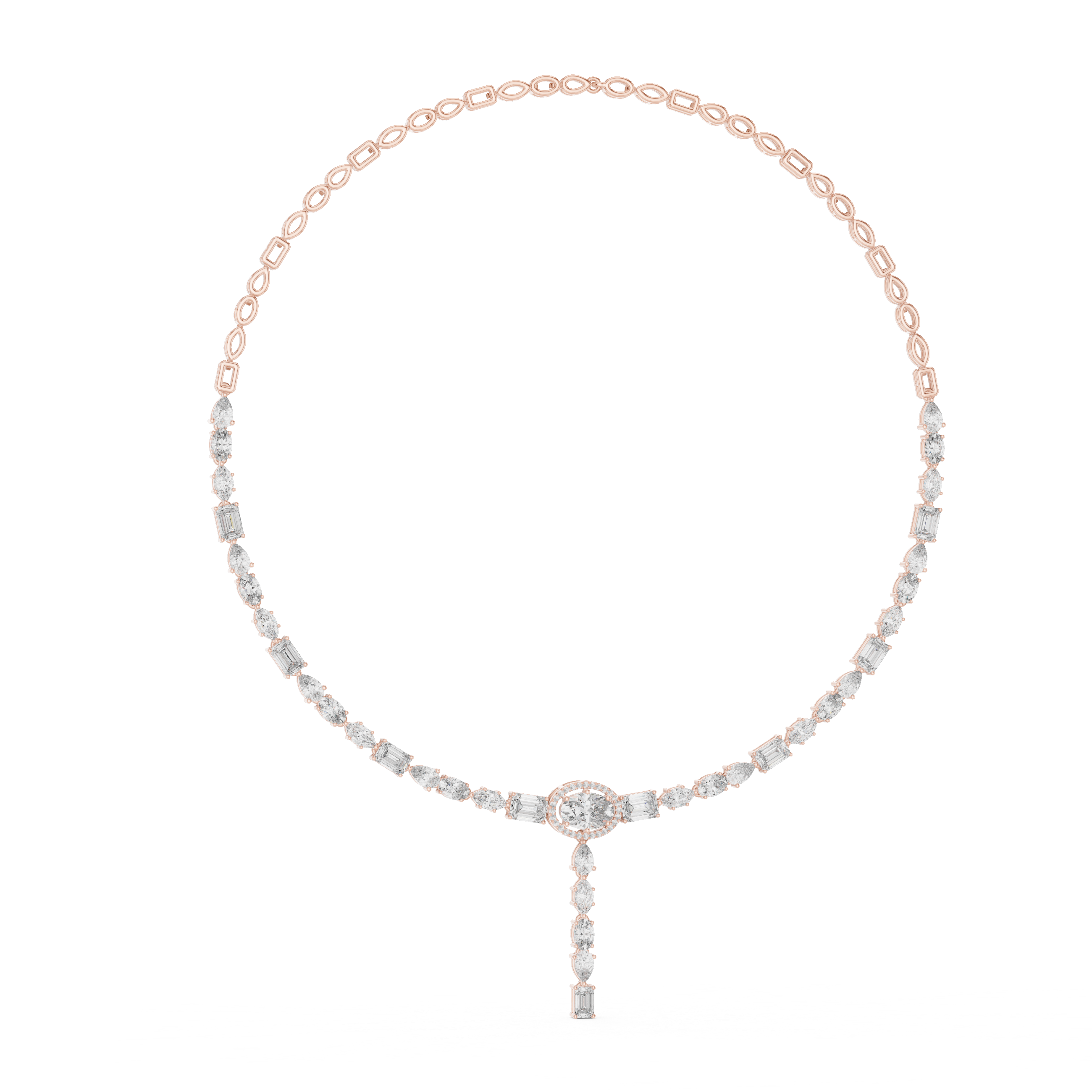 Elegant Geometric Diamond Necklace with Dangling Drop Pendant Fine Jewelry for Women