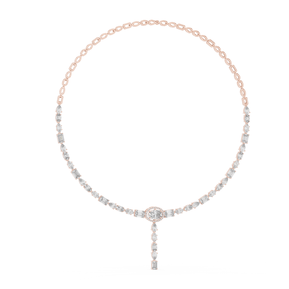 Elegant Geometric Diamond Necklace with Dangling Drop Pendant Fine Jewelry for Women