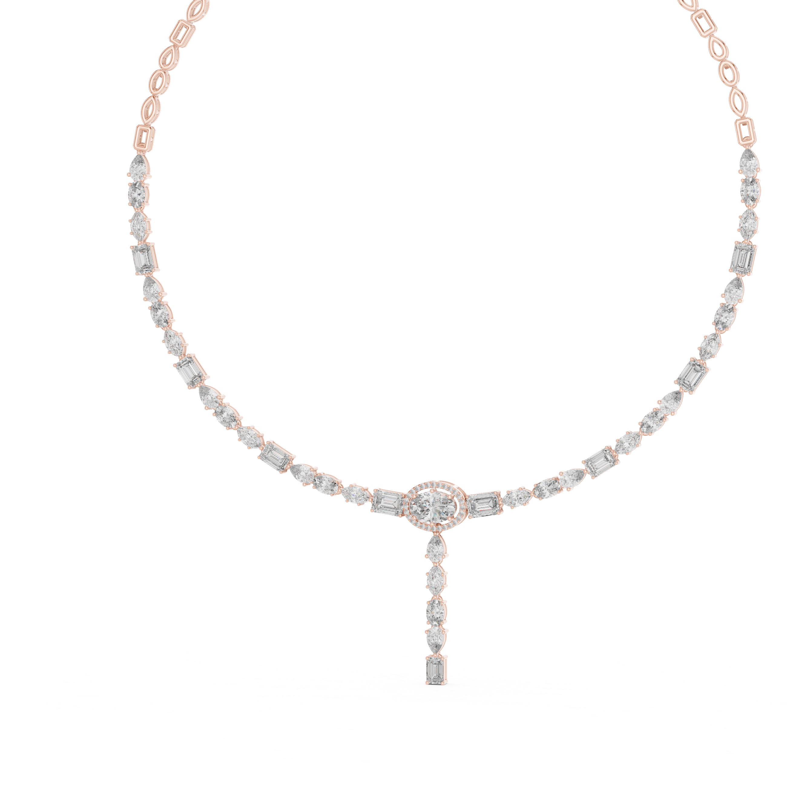 Elegant Geometric Diamond Necklace with Dangling Drop Pendant Fine Jewelry for Women