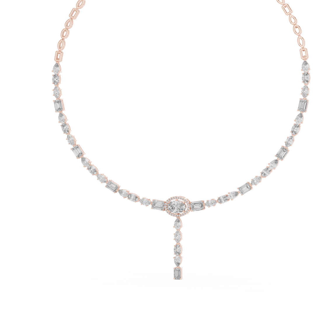 Elegant Geometric Diamond Necklace with Dangling Drop Pendant Fine Jewelry for Women