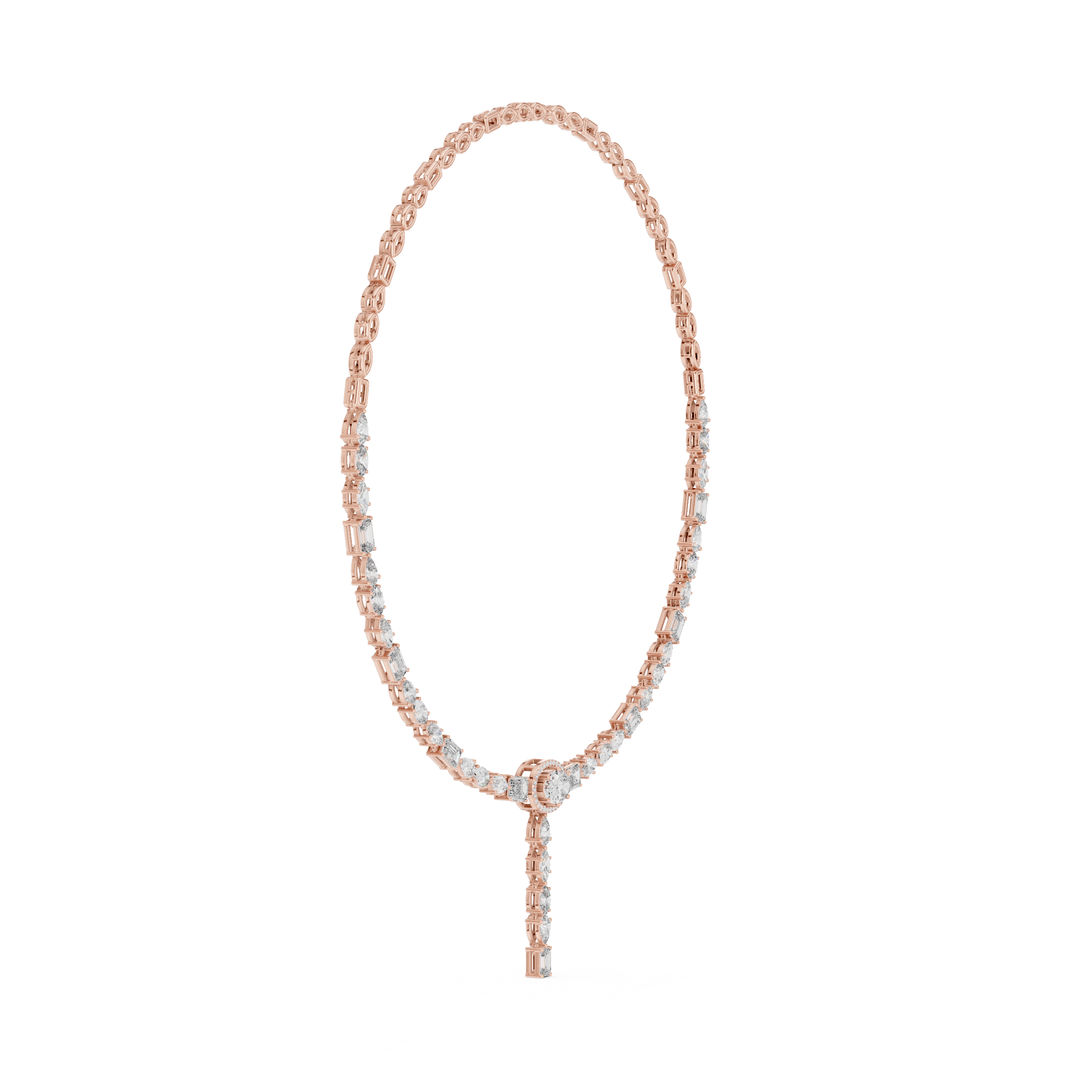 Elegant Geometric Diamond Necklace with Dangling Drop Pendant Fine Jewelry for Women
