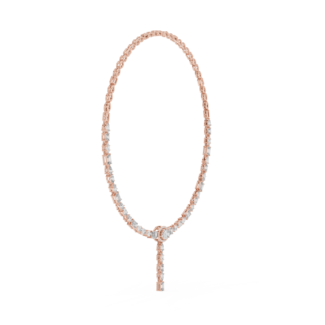Elegant Geometric Diamond Necklace with Dangling Drop Pendant Fine Jewelry for Women