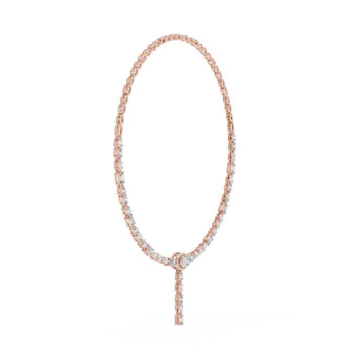 Elegant Geometric Diamond Necklace with Dangling Drop Pendant Fine Jewelry for Women