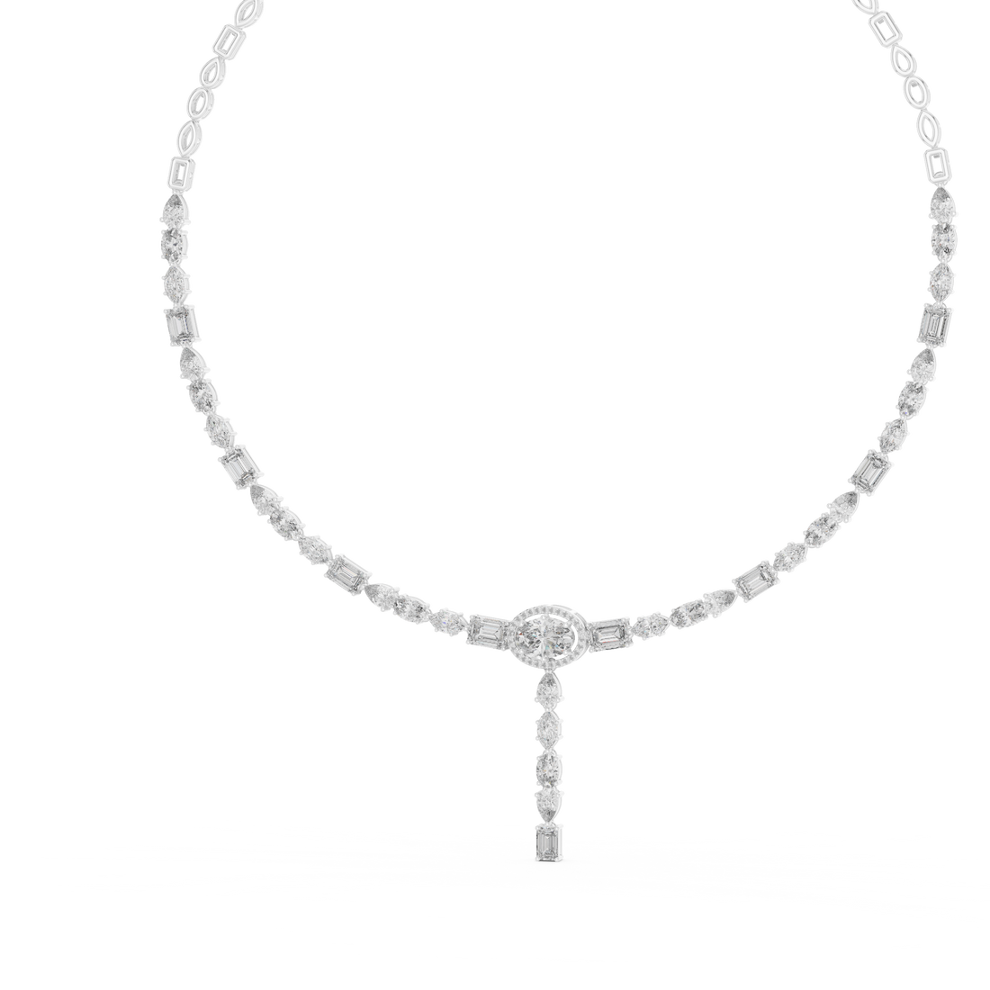 Elegant Geometric Diamond Necklace with Dangling Drop Pendant Fine Jewelry for Women