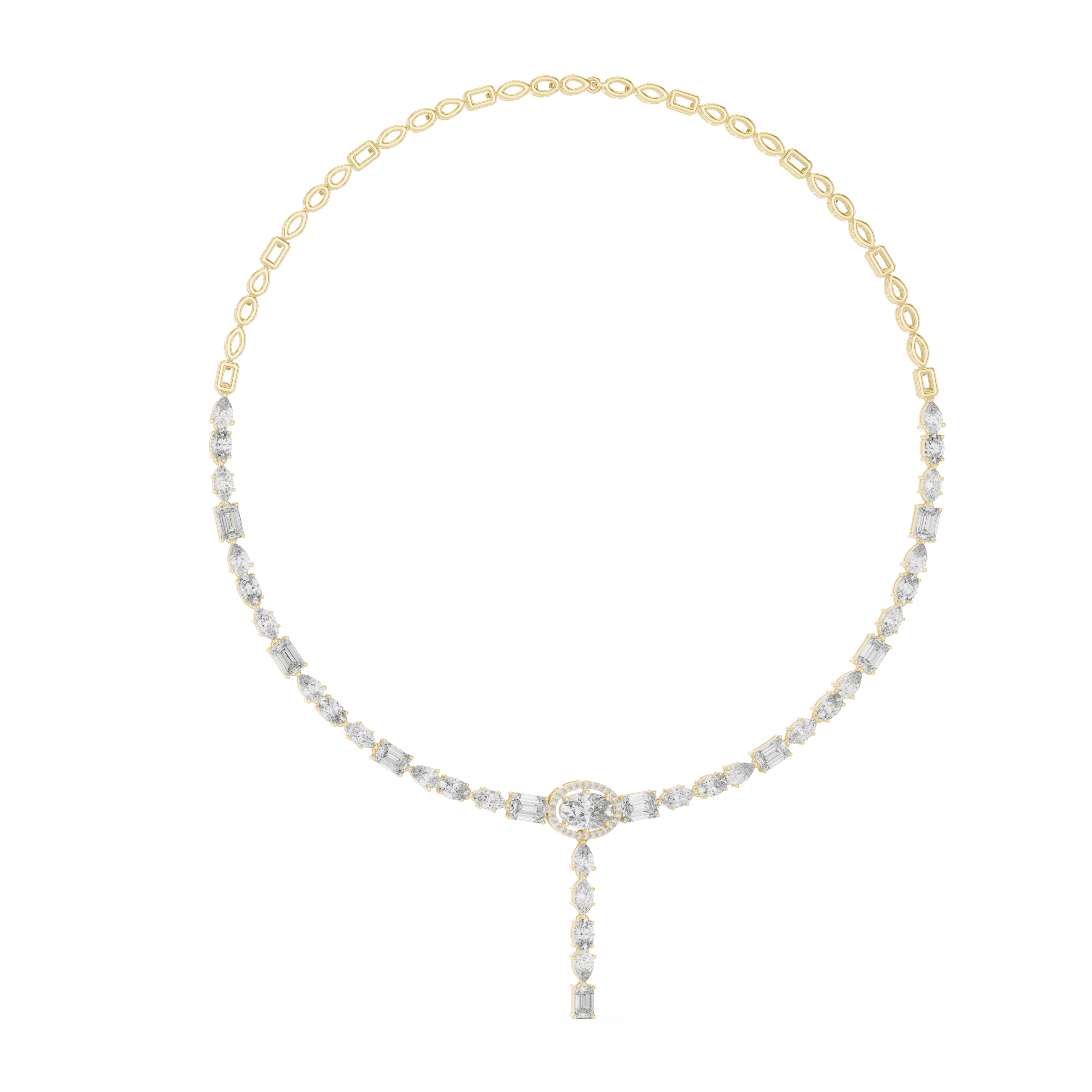 Elegant Geometric Diamond Necklace with Dangling Drop Pendant Fine Jewelry for Women