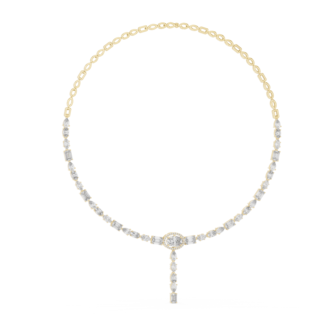 Elegant Geometric Diamond Necklace with Dangling Drop Pendant Fine Jewelry for Women