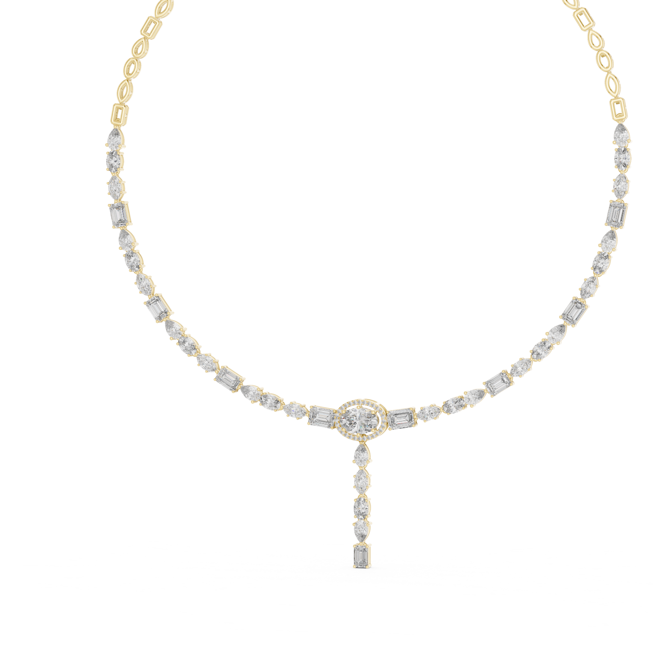 Elegant Geometric Diamond Necklace with Dangling Drop Pendant Fine Jewelry for Women