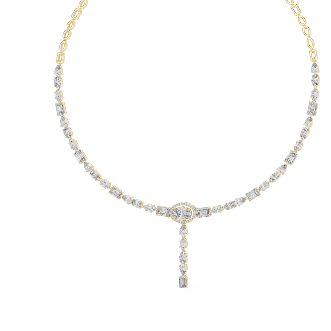 Elegant Geometric Diamond Necklace with Dangling Drop Pendant Fine Jewelry for Women