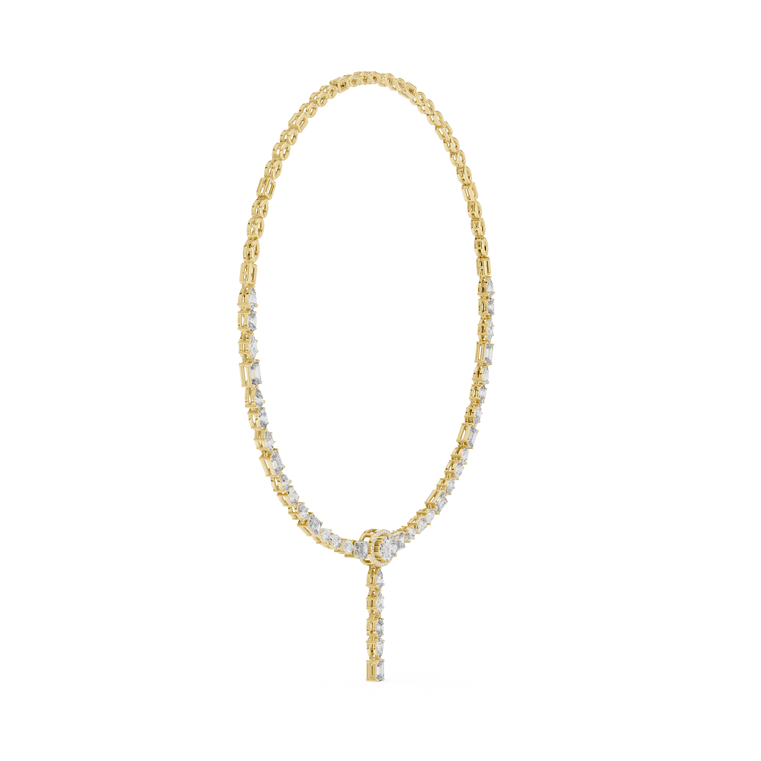 Elegant Geometric Diamond Necklace with Dangling Drop Pendant Fine Jewelry for Women