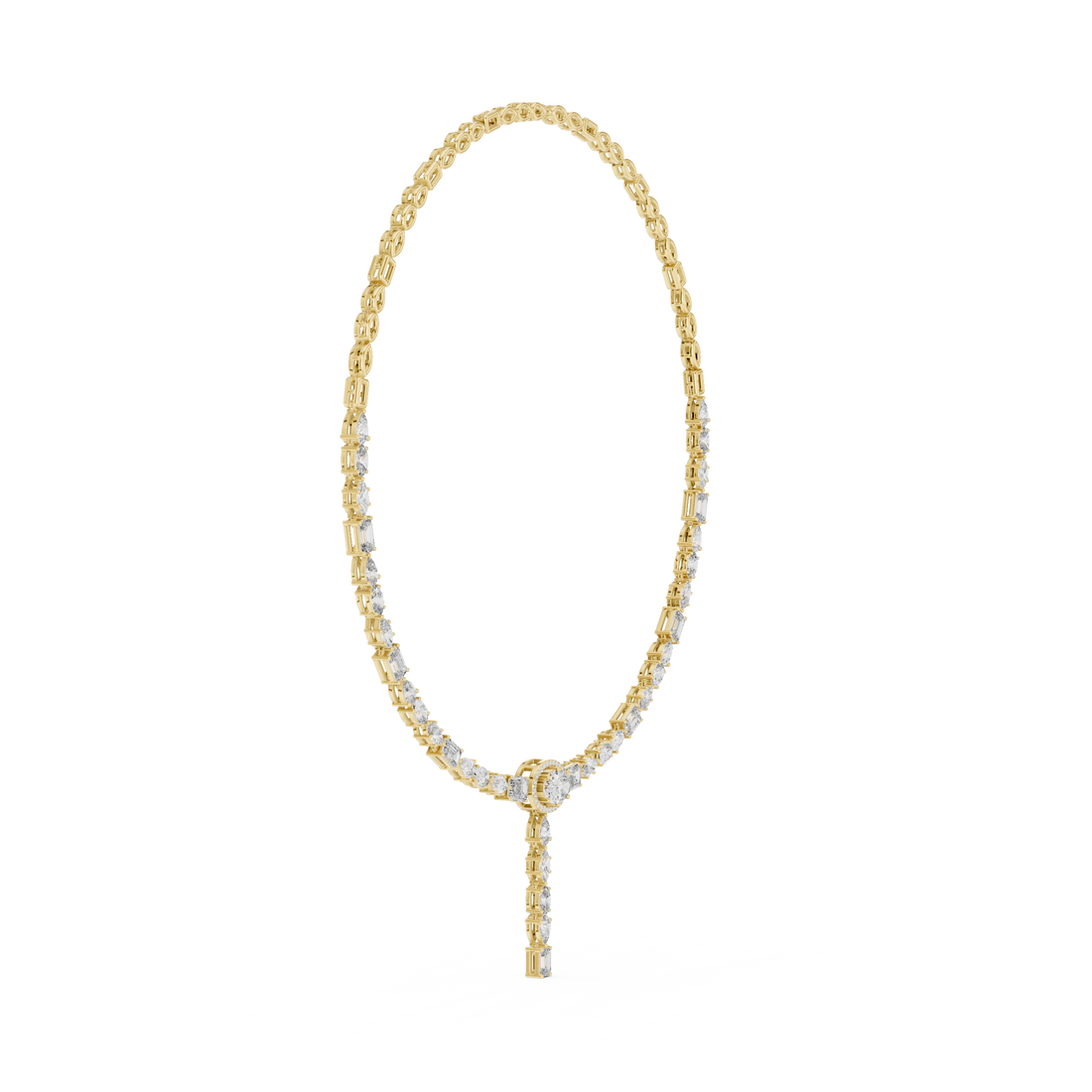 Elegant Geometric Diamond Necklace with Dangling Drop Pendant Fine Jewelry for Women