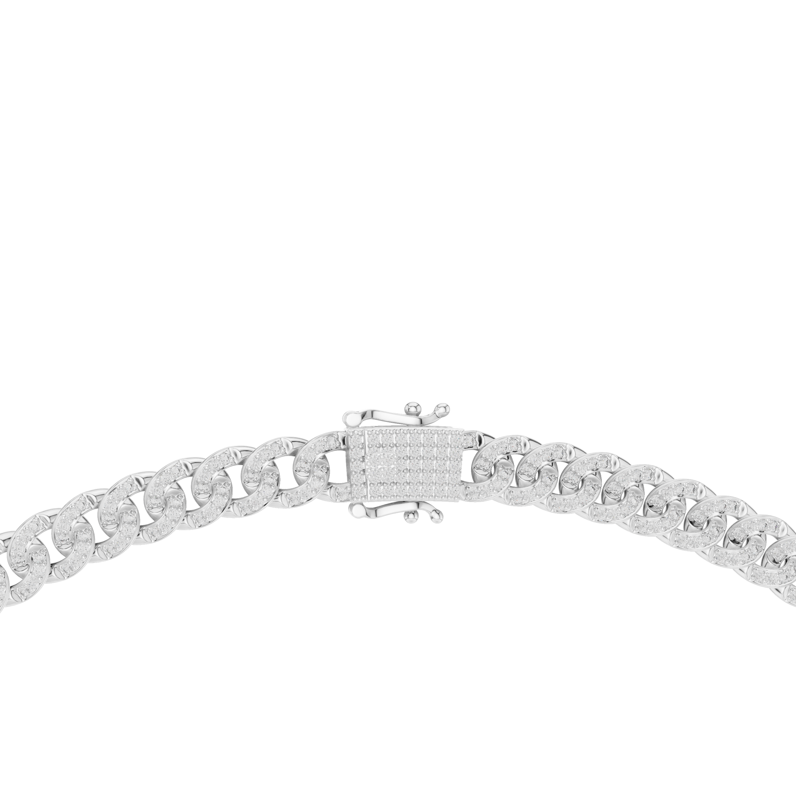 Full Diamond Cuban Link Necklace in White Gold Modern Luxury Jewelry for Party Wear