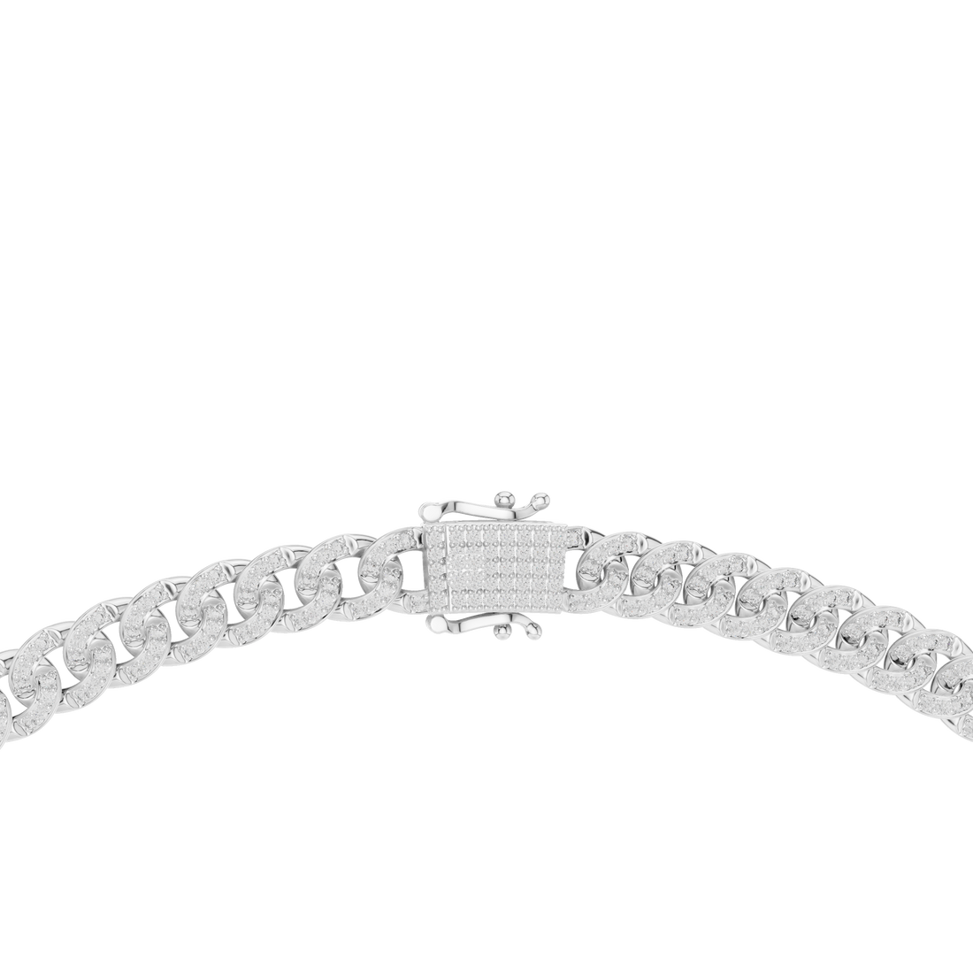Full Diamond Cuban Link Necklace in White Gold Modern Luxury Jewelry for Party Wear