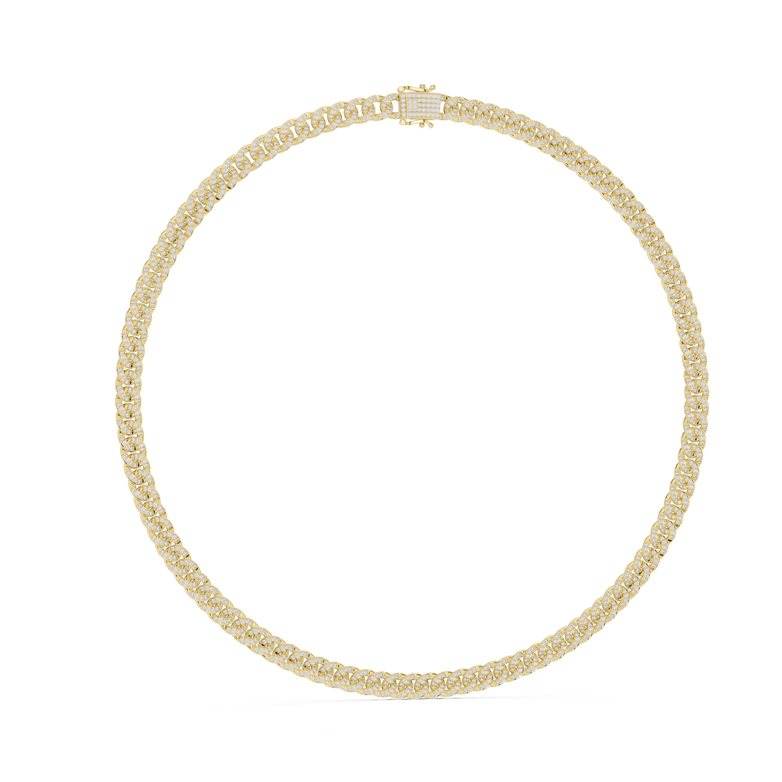 Full Diamond Cuban Link Necklace in White Gold Modern Luxury Jewelry for Party Wear