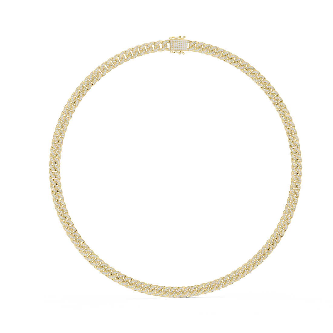 Full Diamond Cuban Link Necklace in White Gold Modern Luxury Jewelry for Party Wear