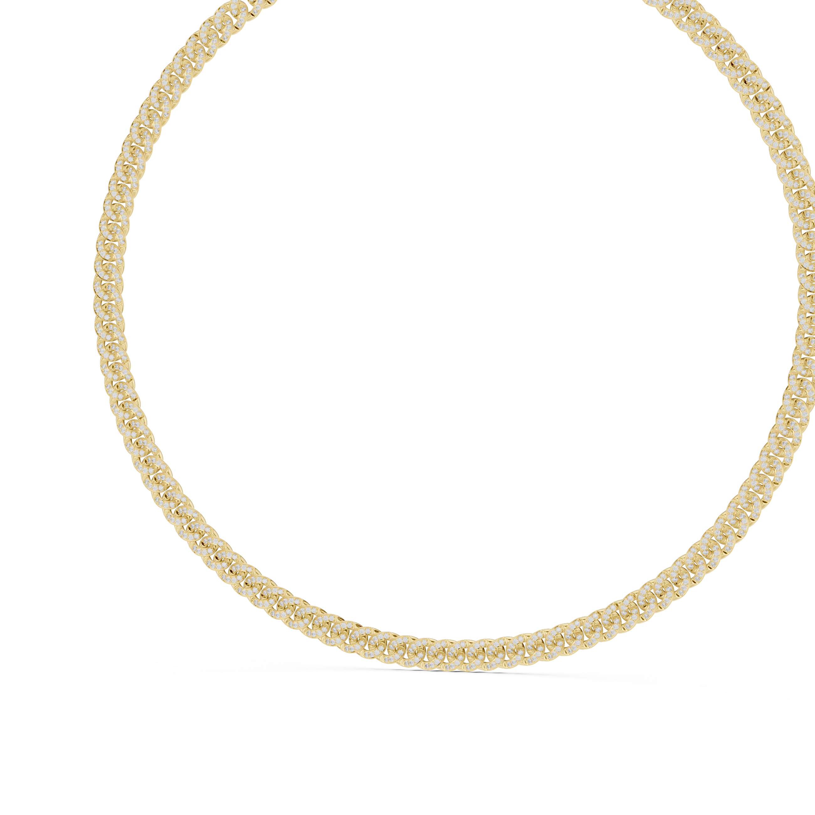 Full Diamond Cuban Link Necklace in White Gold Modern Luxury Jewelry for Party Wear