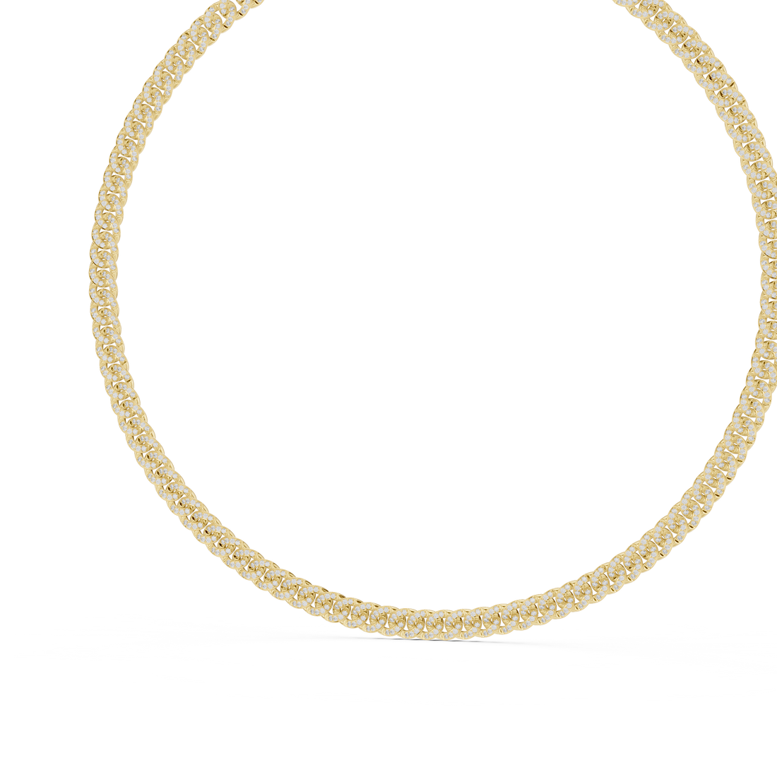 Full Diamond Cuban Link Necklace in White Gold Modern Luxury Jewelry for Party Wear