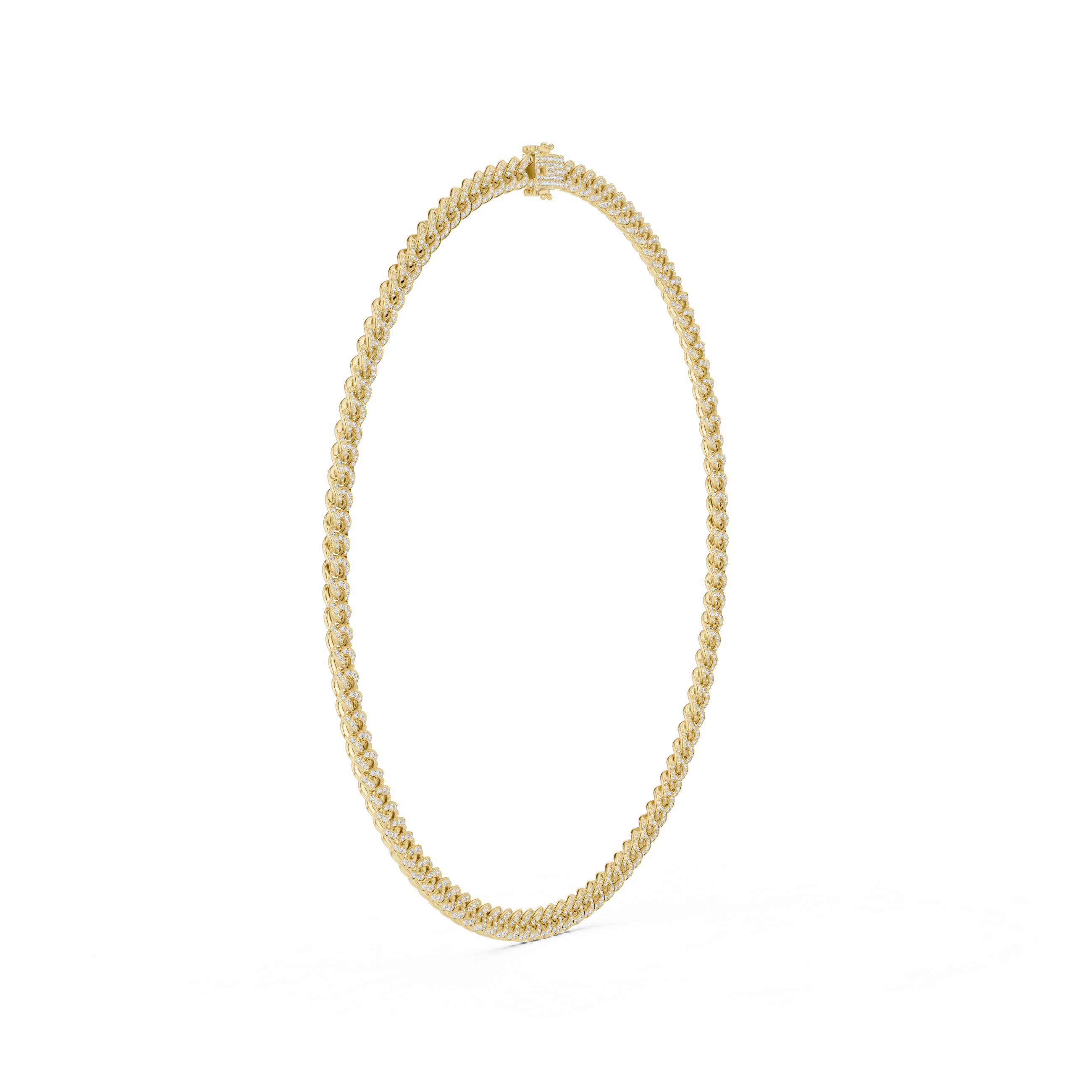 Full Diamond Cuban Link Necklace in White Gold Modern Luxury Jewelry for Party Wear