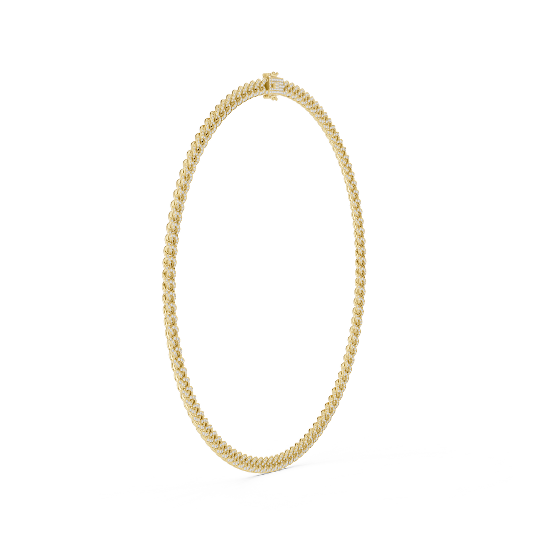 Full Diamond Cuban Link Necklace in White Gold Modern Luxury Jewelry for Party Wear