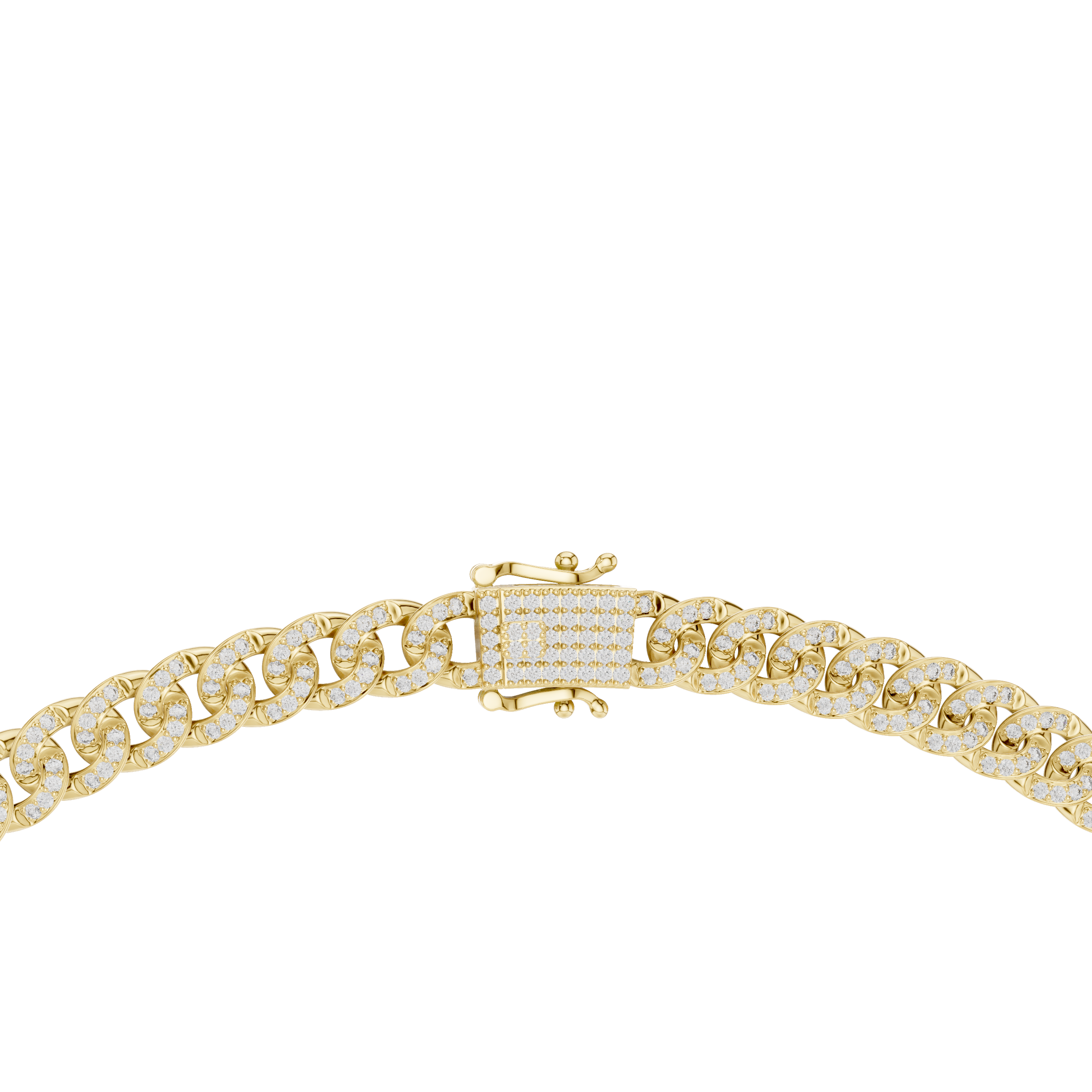 Full Diamond Cuban Link Necklace in White Gold Modern Luxury Jewelry for Party Wear