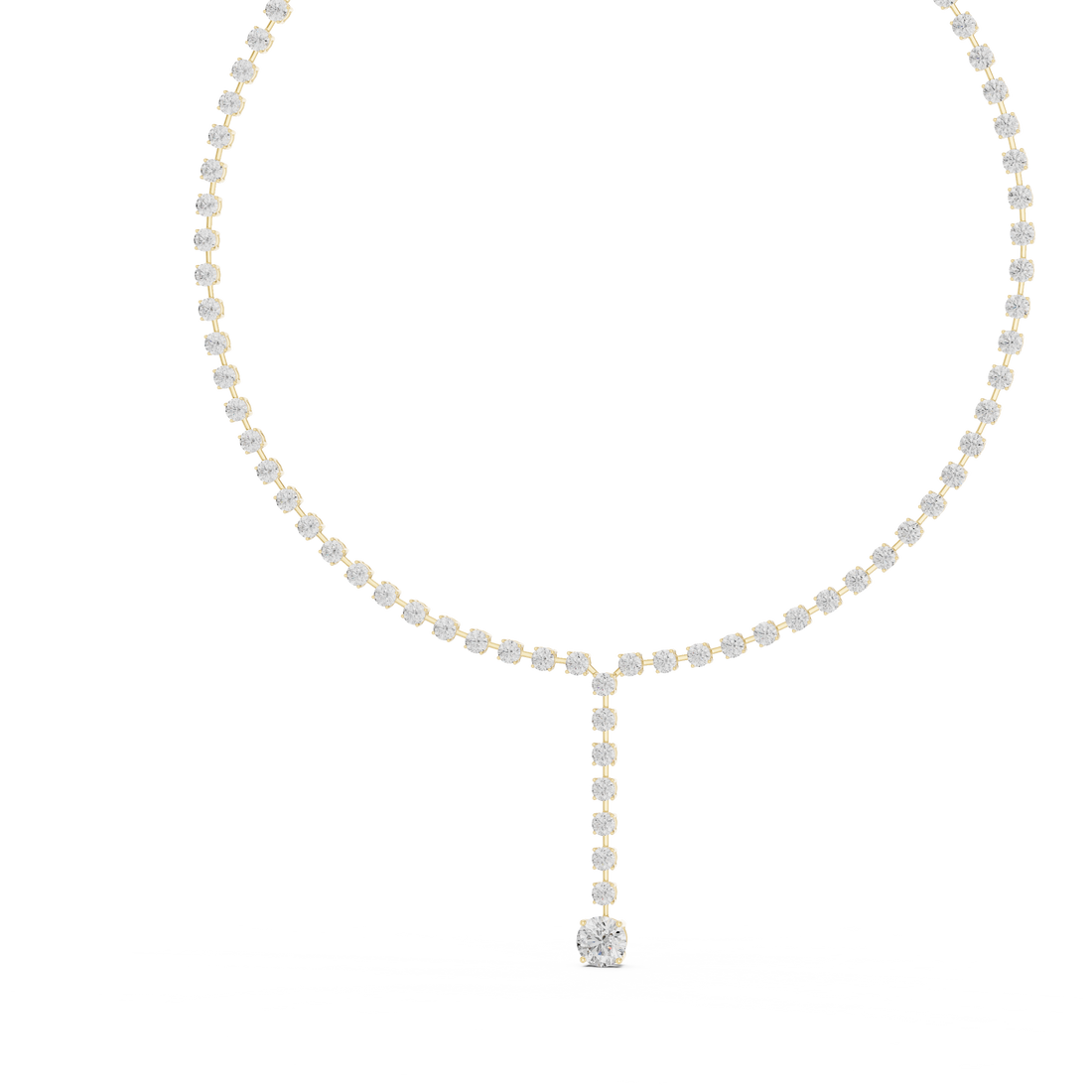 Fine Gold Round Diamond Drop Necklace Modern Luxury Bridal Necklace for Women