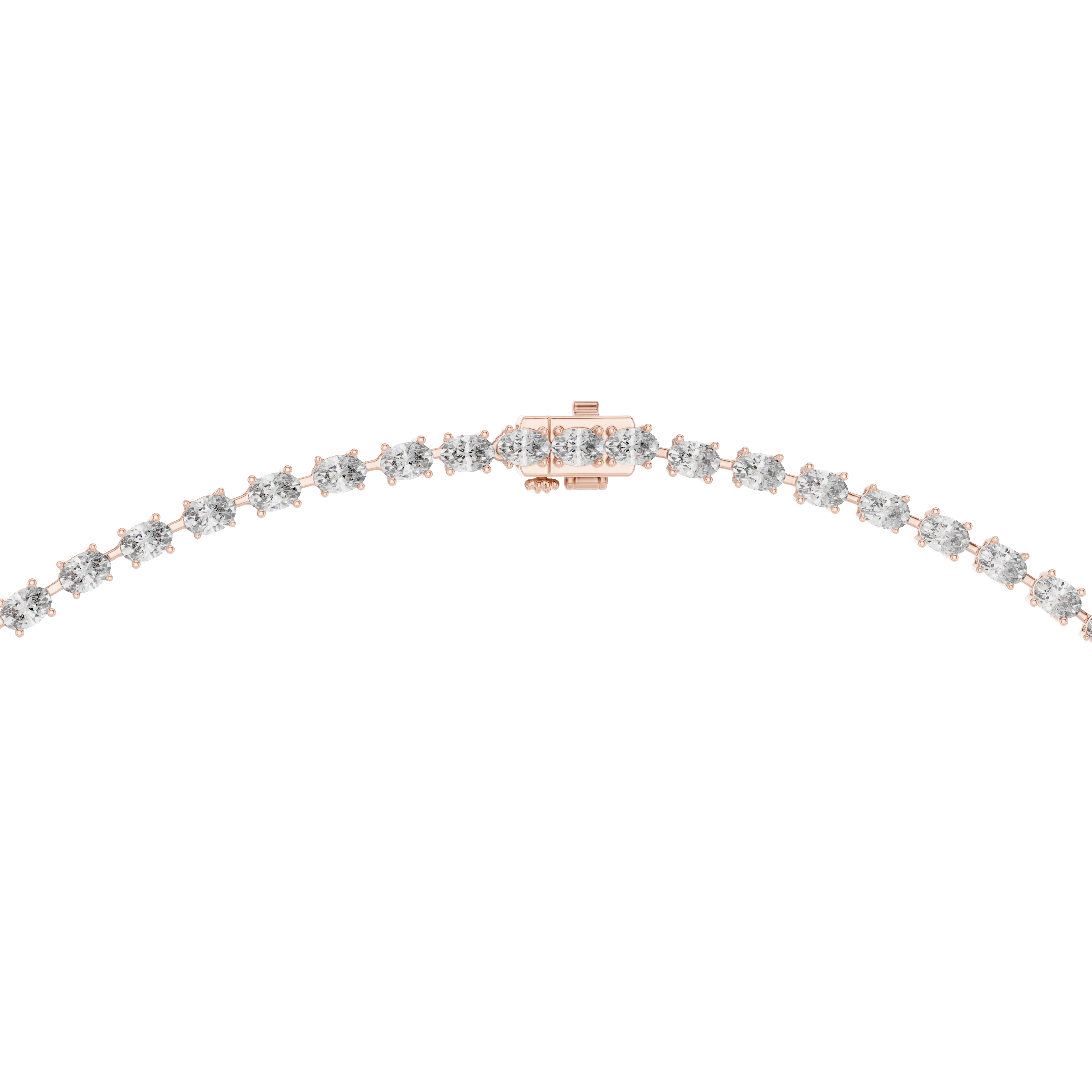 Luxury Rose Gold Diamond Necklace with Oval Cut Dangling Pendant Statement Jewelry