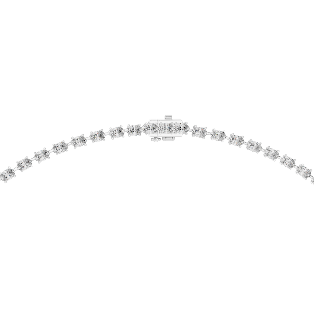 Luxury Rose Gold Diamond Necklace with Oval Cut Dangling Pendant Statement Jewelry