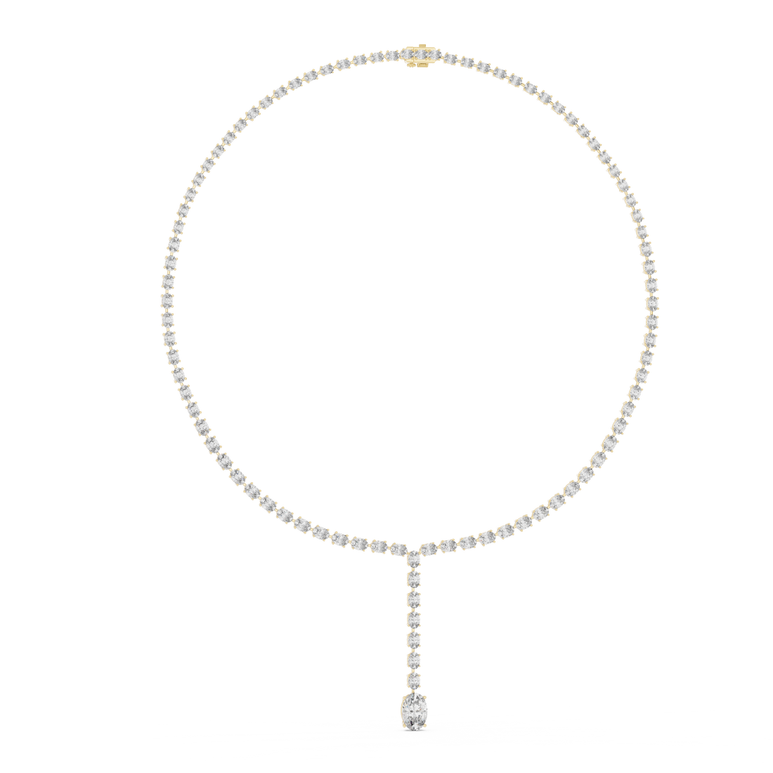 Luxury Rose Gold Diamond Necklace with Oval Cut Dangling Pendant Statement Jewelry