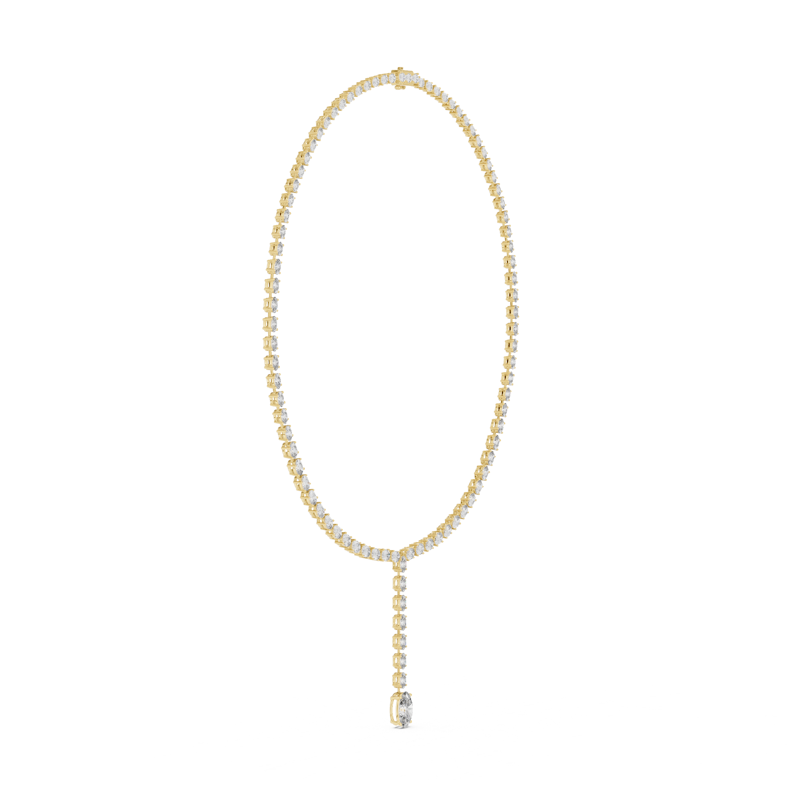 Luxury Rose Gold Diamond Necklace with Oval Cut Dangling Pendant Statement Jewelry