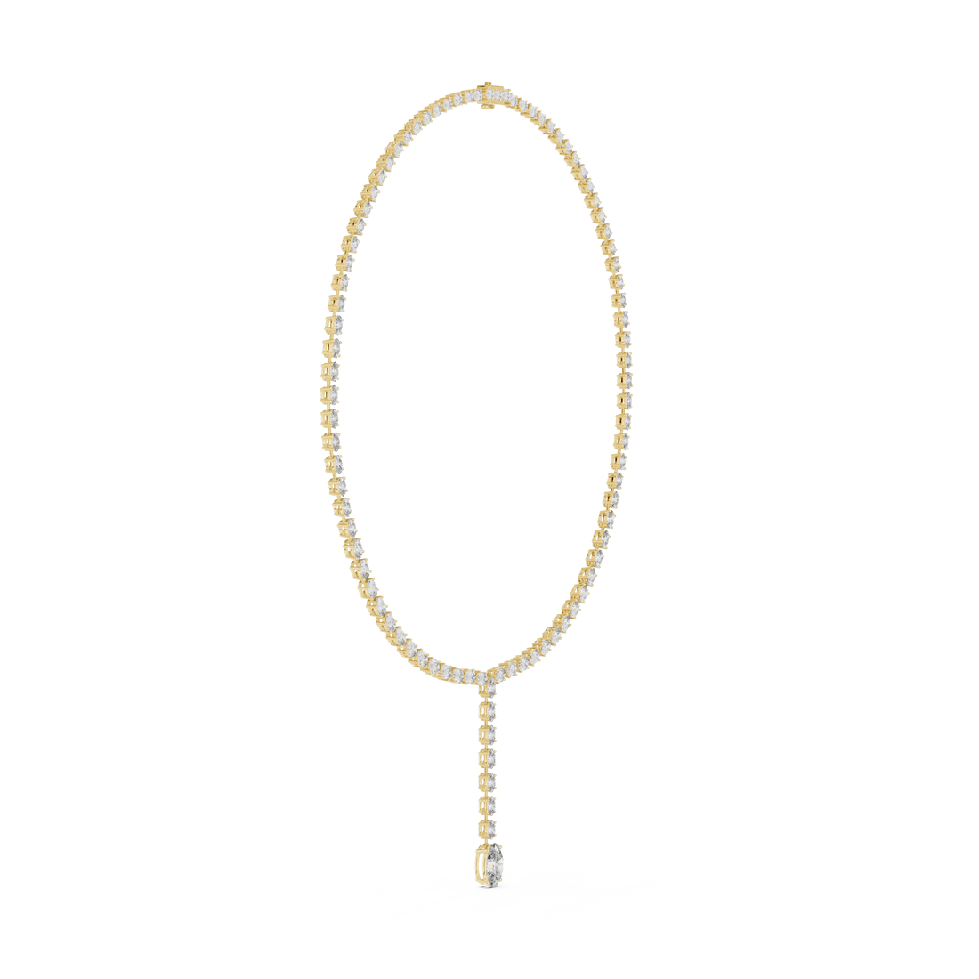 Luxury Rose Gold Diamond Necklace with Oval Cut Dangling Pendant Statement Jewelry