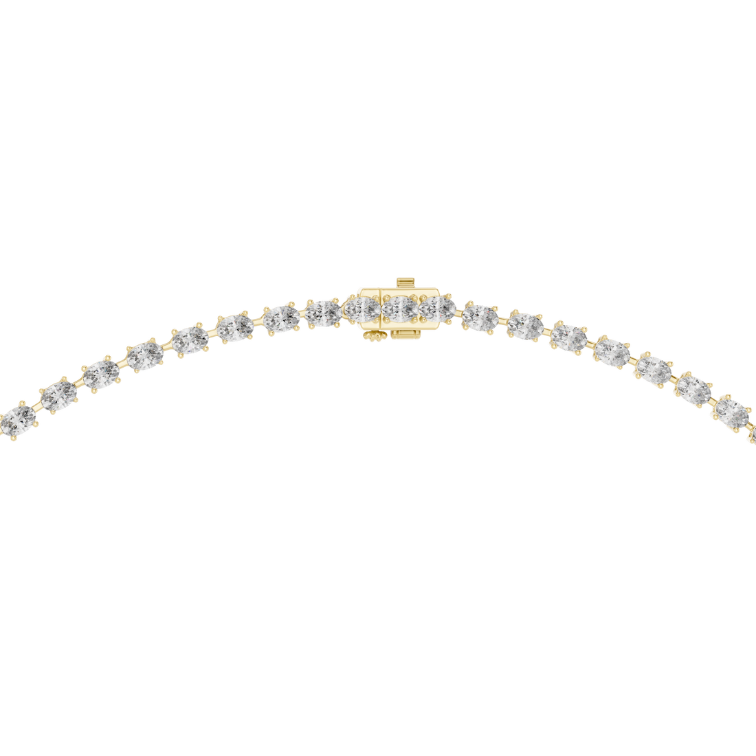 Luxury Rose Gold Diamond Necklace with Oval Cut Dangling Pendant Statement Jewelry