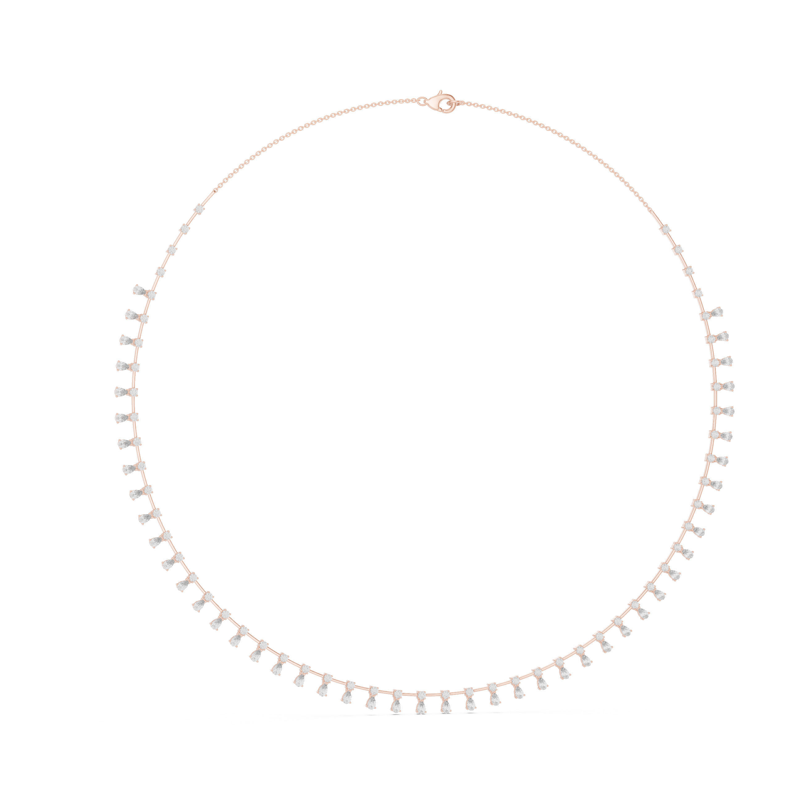 Stylish Rose Gold Diamond Statement Necklace with Delicate Fringe Drop Details