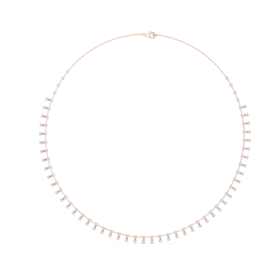 Stylish Rose Gold Diamond Statement Necklace with Delicate Fringe Drop Details