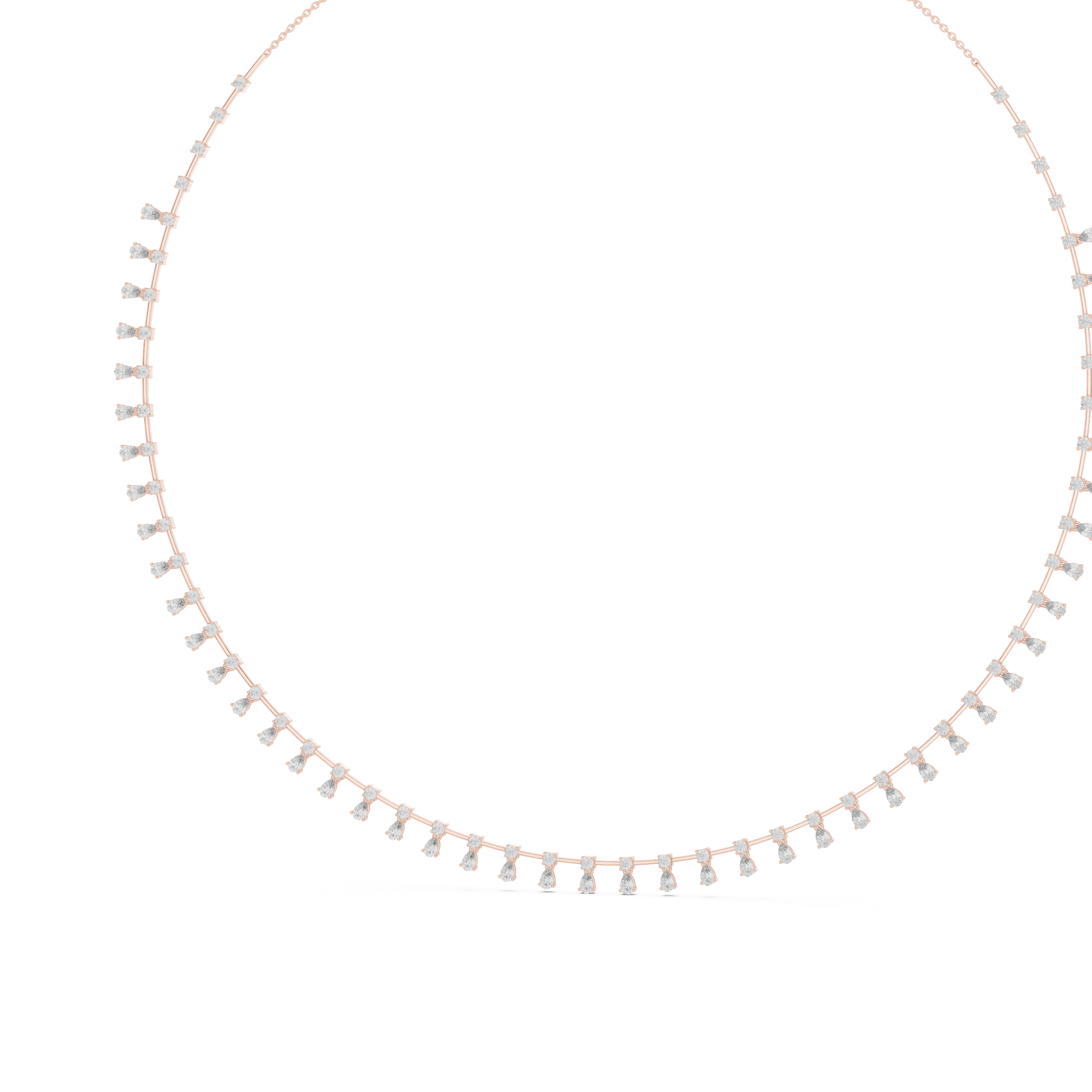 Stylish Rose Gold Diamond Statement Necklace with Delicate Fringe Drop Details