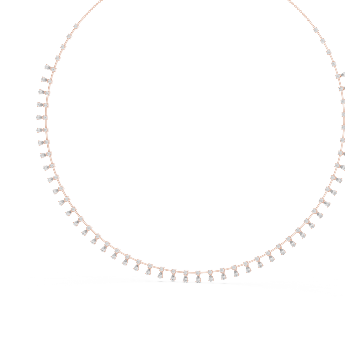 Stylish Rose Gold Diamond Statement Necklace with Delicate Fringe Drop Details