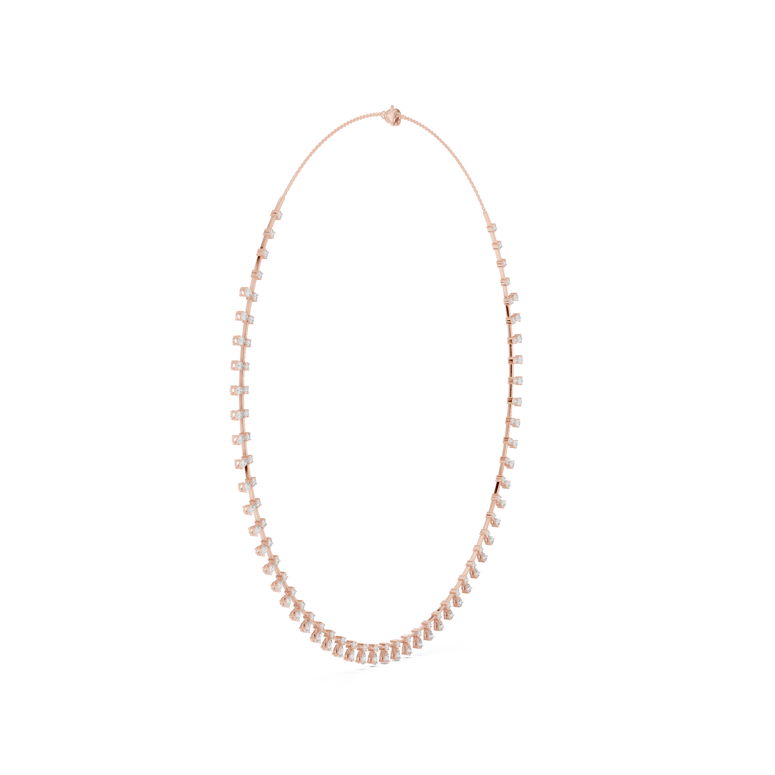 Stylish Rose Gold Diamond Statement Necklace with Delicate Fringe Drop Details