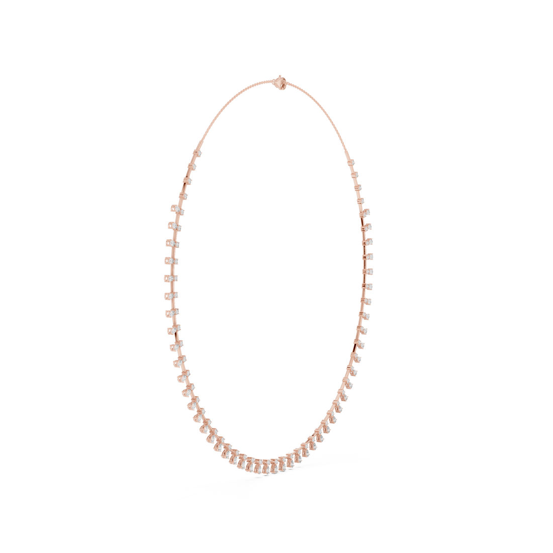 Stylish Rose Gold Diamond Statement Necklace with Delicate Fringe Drop Details