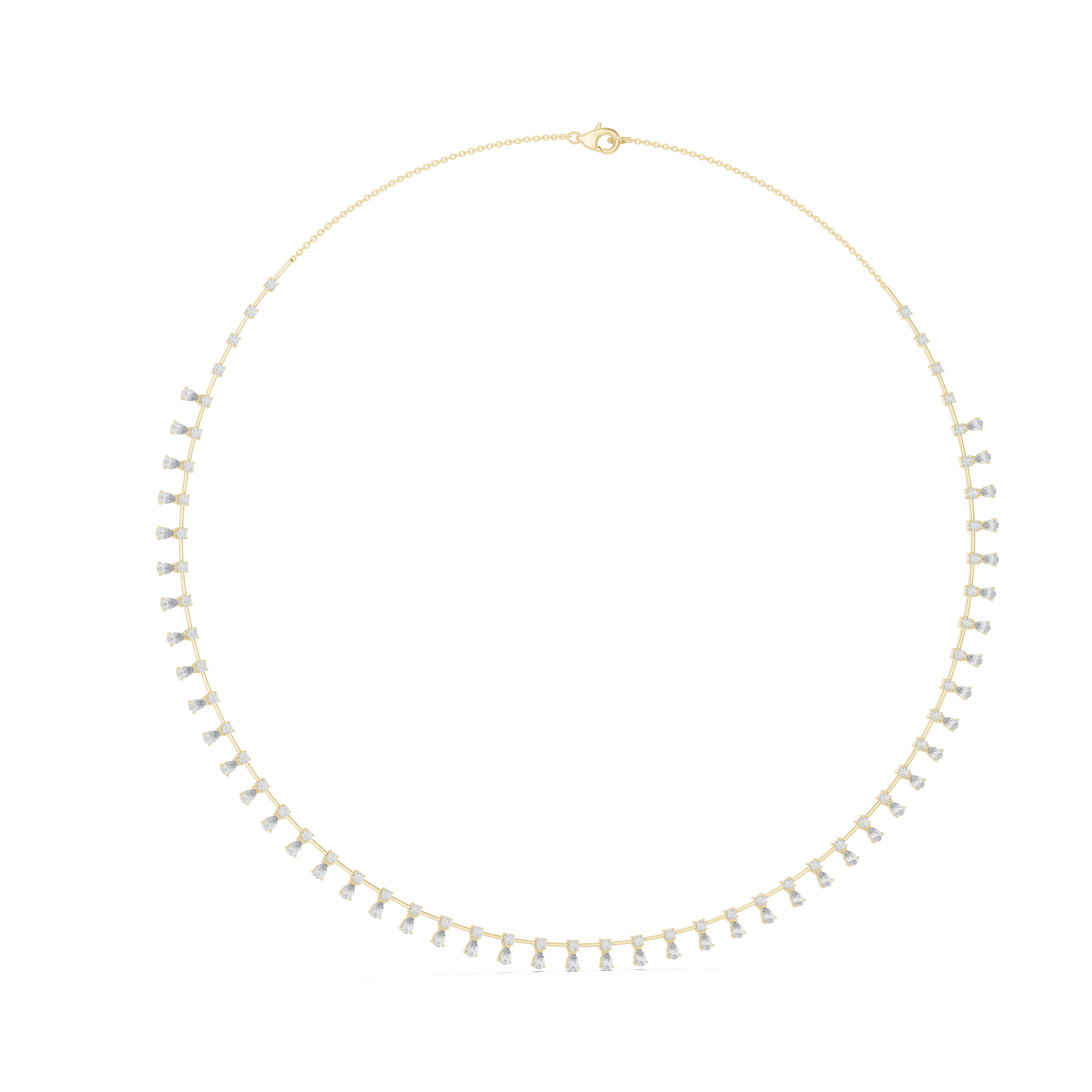 Stylish Rose Gold Diamond Statement Necklace with Delicate Fringe Drop Details