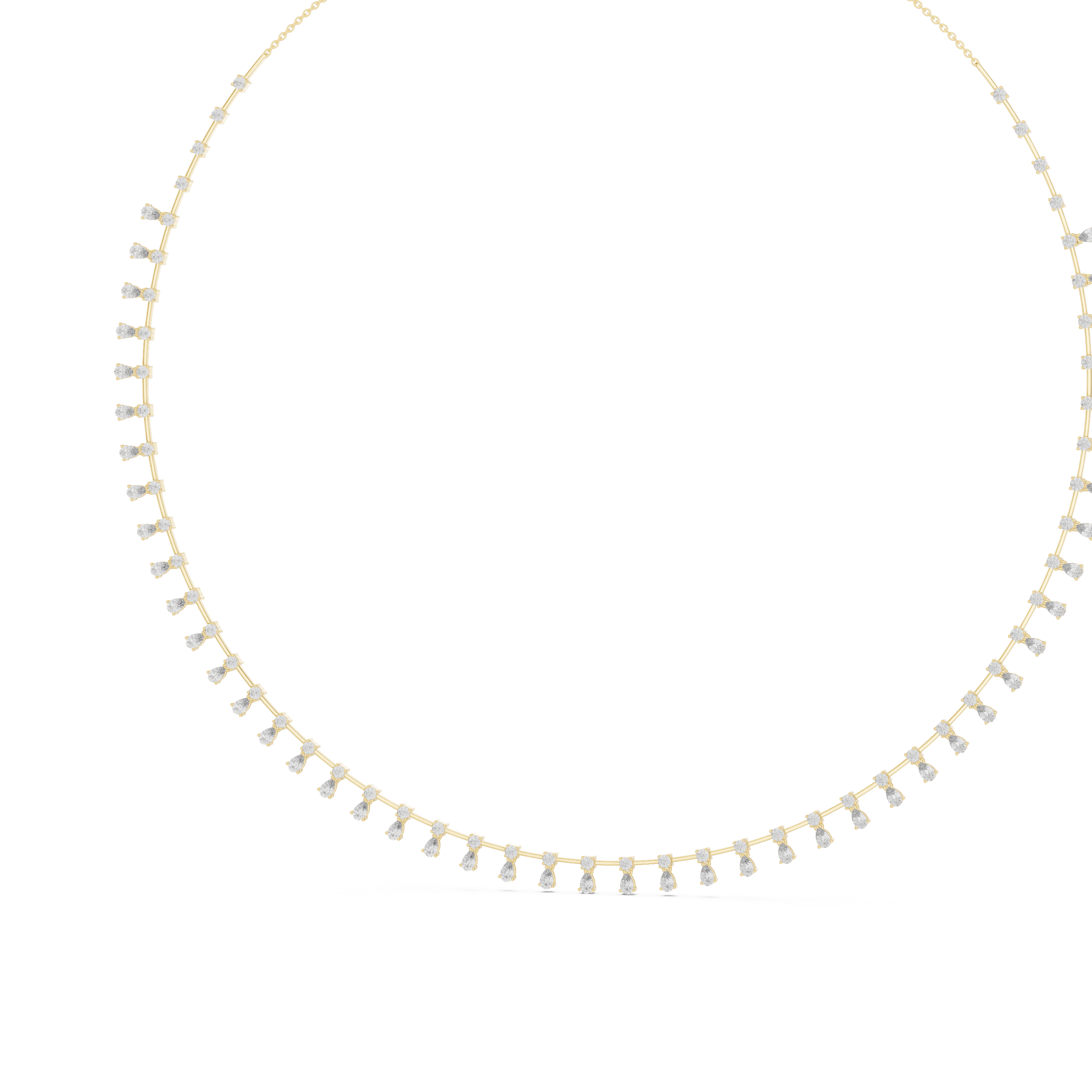 Stylish Rose Gold Diamond Statement Necklace with Delicate Fringe Drop Details