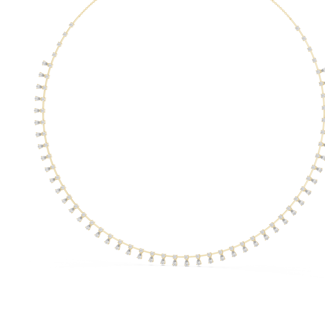 Stylish Rose Gold Diamond Statement Necklace with Delicate Fringe Drop Details