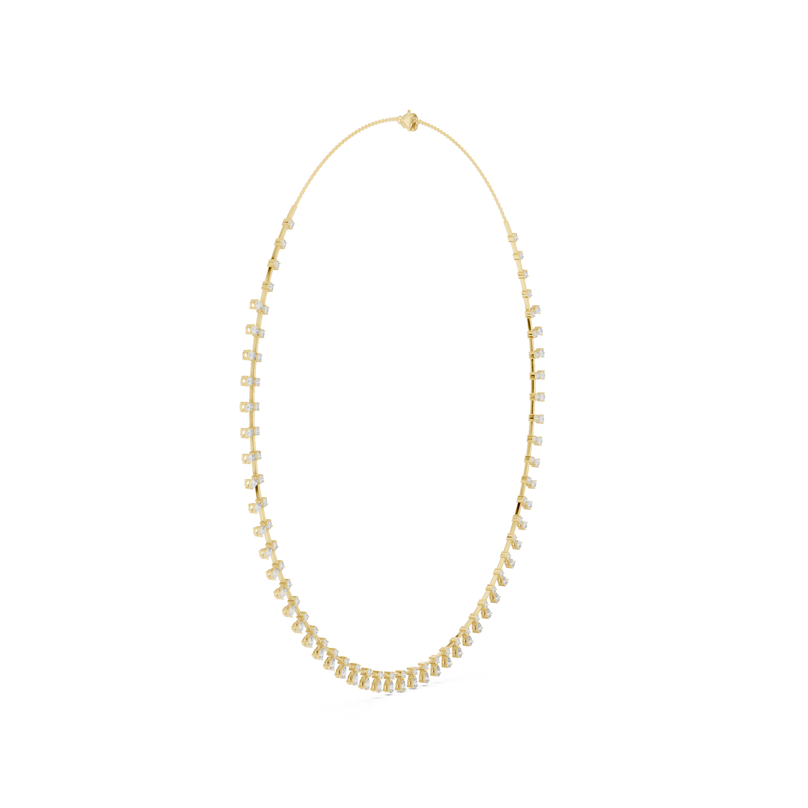 Stylish Rose Gold Diamond Statement Necklace with Delicate Fringe Drop Details