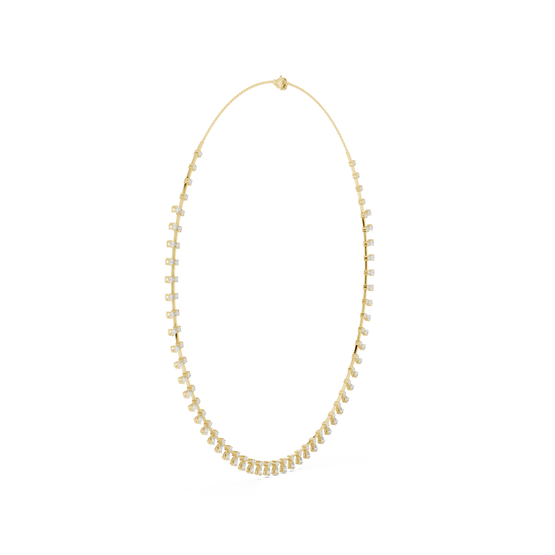Stylish Rose Gold Diamond Statement Necklace with Delicate Fringe Drop Details