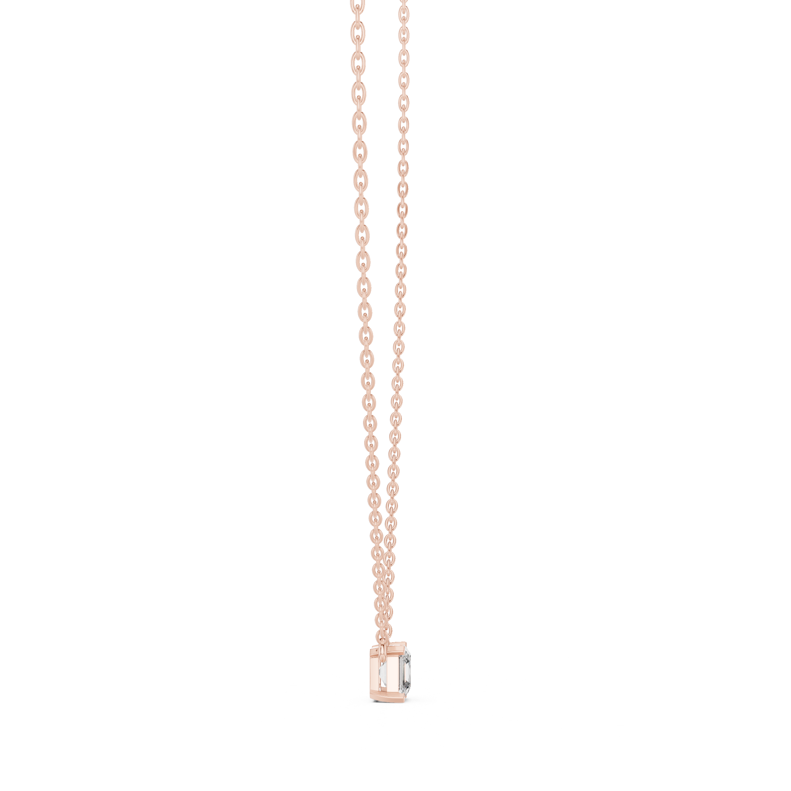 Classic Solitaire Asscher Diamond Necklace with Fine Link Chain