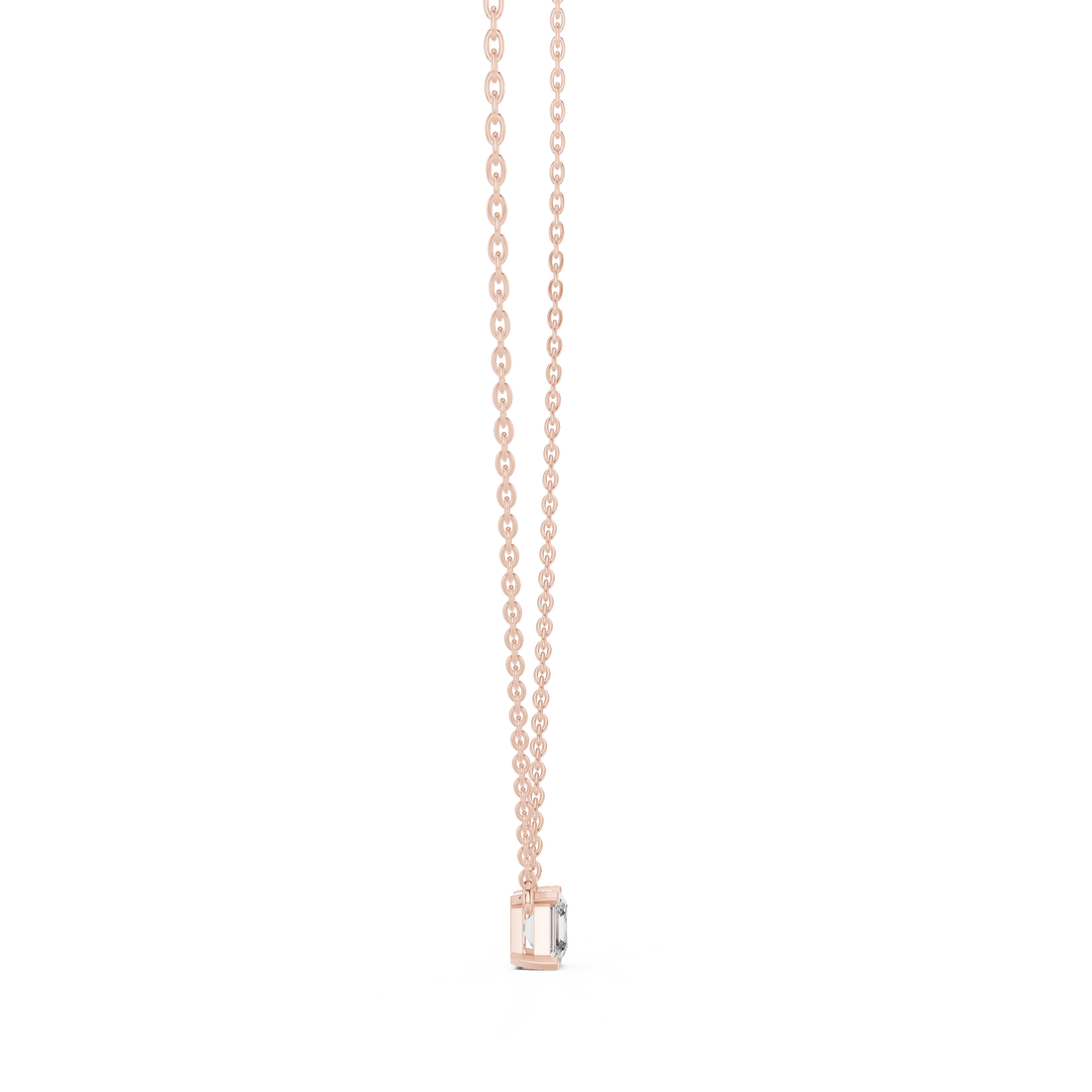 Classic Solitaire Asscher Diamond Necklace with Fine Link Chain