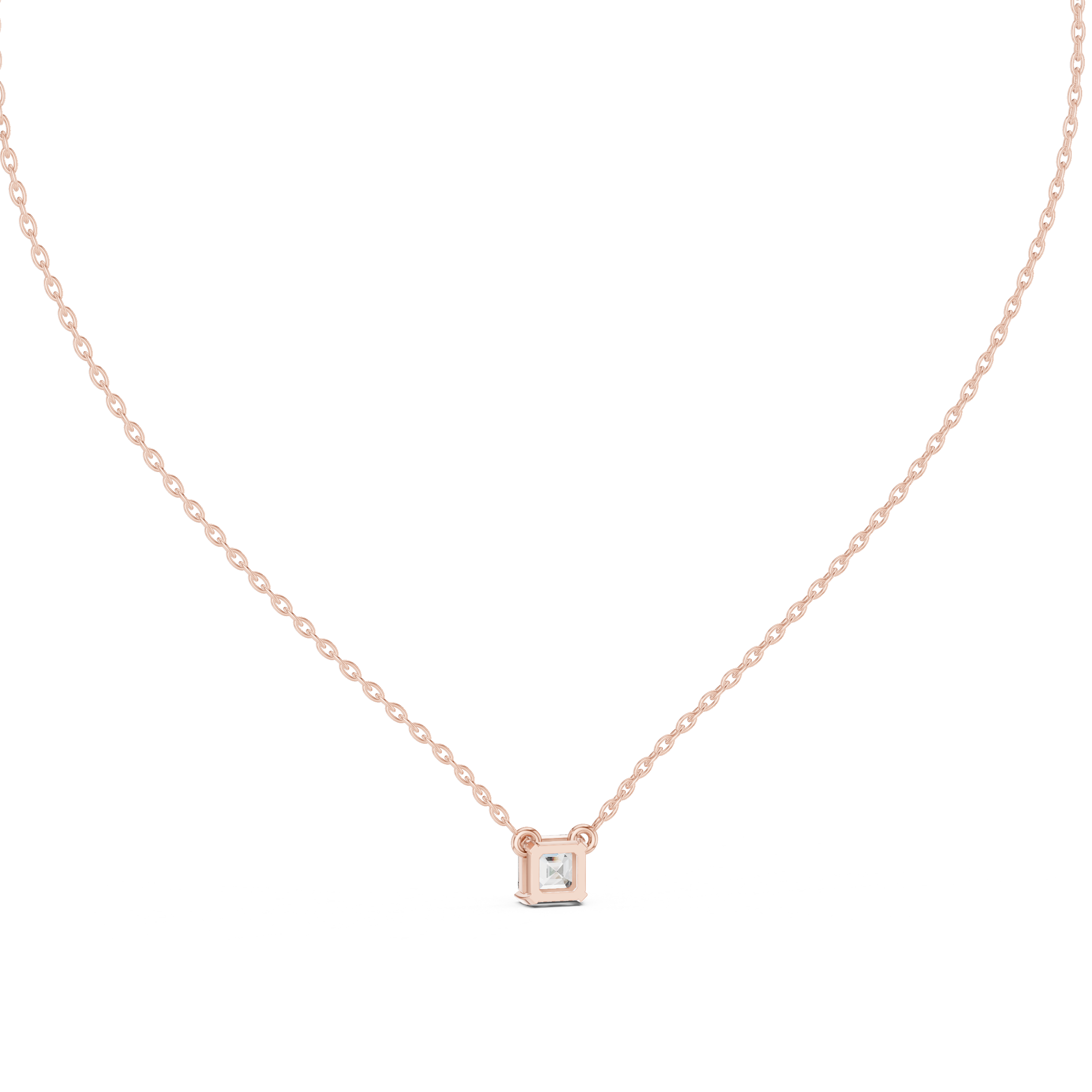 Classic Solitaire Asscher Diamond Necklace with Fine Link Chain