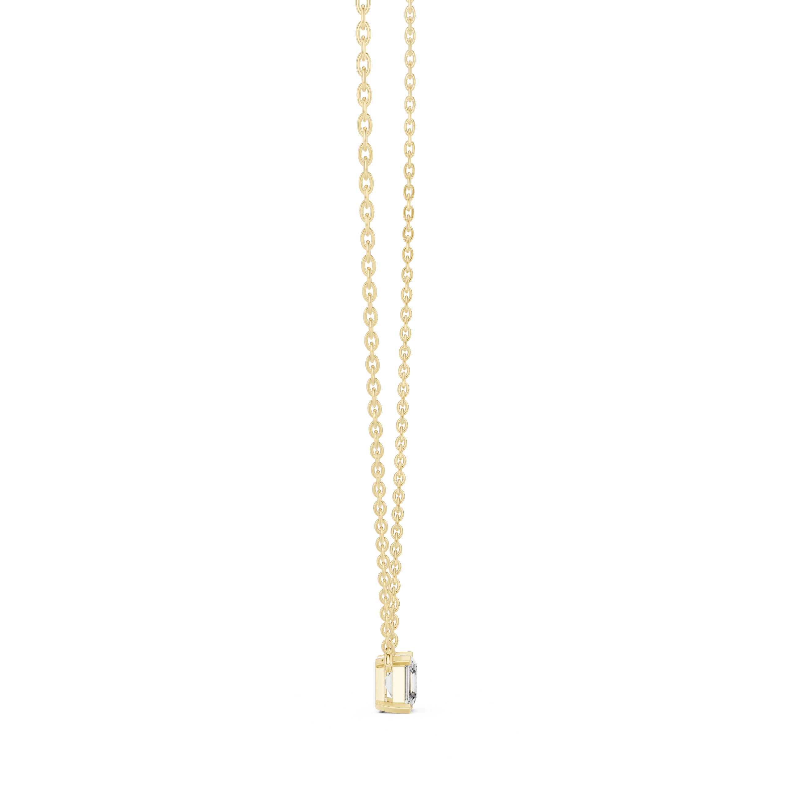 Classic Solitaire Asscher Diamond Necklace with Fine Link Chain