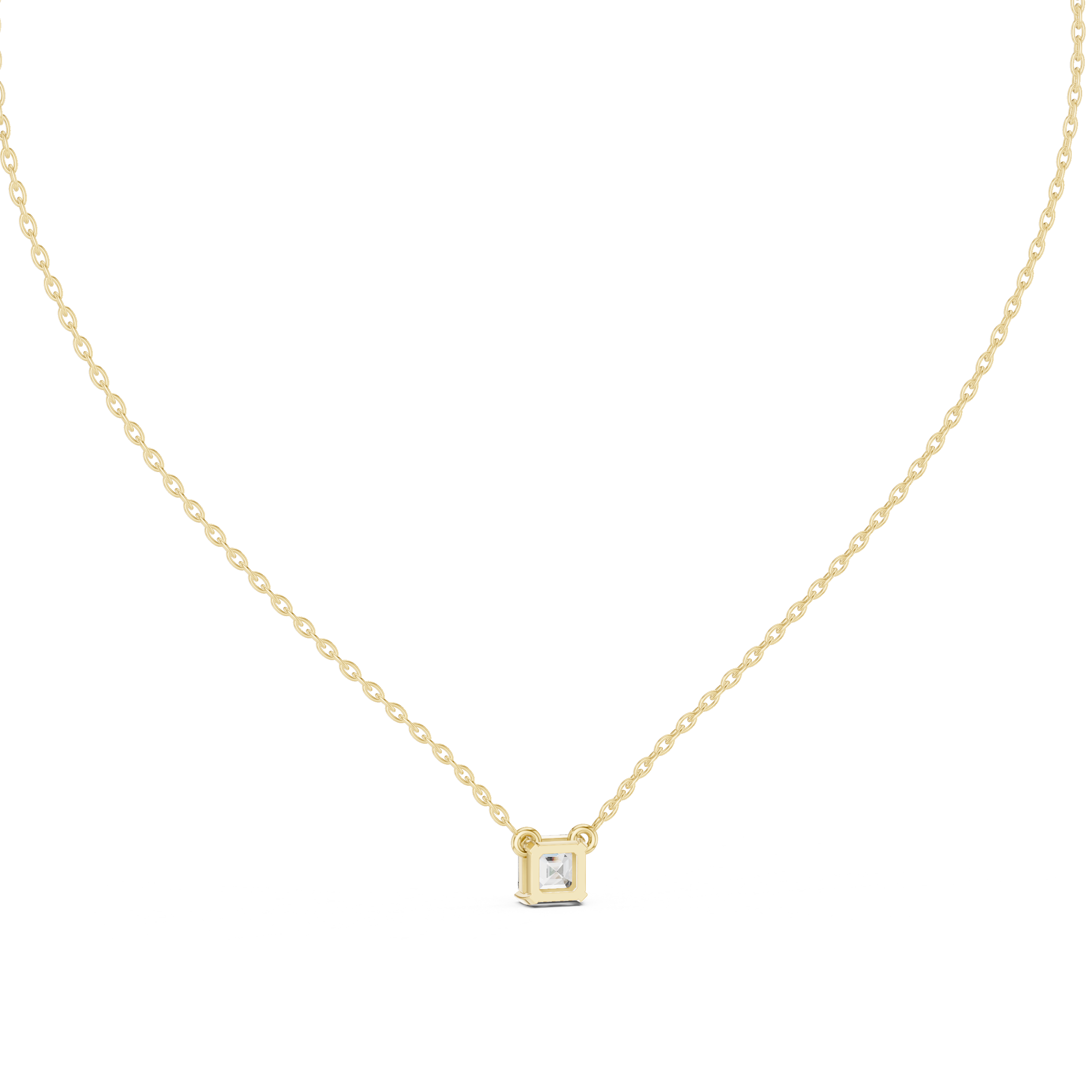Classic Solitaire Asscher Diamond Necklace with Fine Link Chain