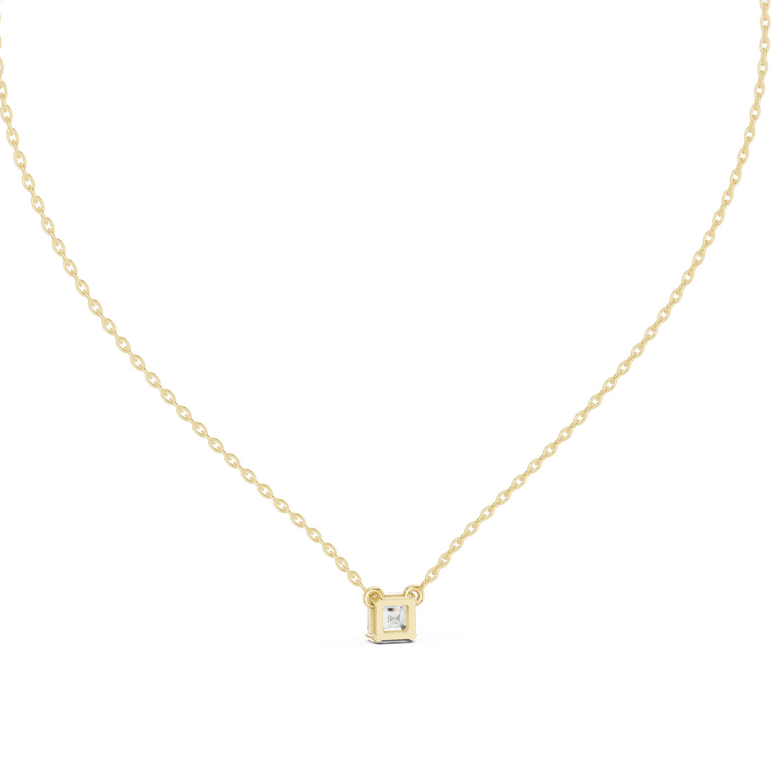 Classic Solitaire Asscher Diamond Necklace with Fine Link Chain