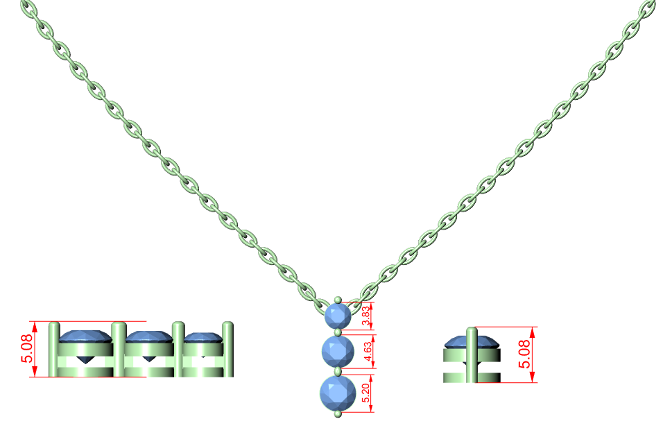 Elegant Trilogy Diamond Drop Necklace with Round Brilliant Stones