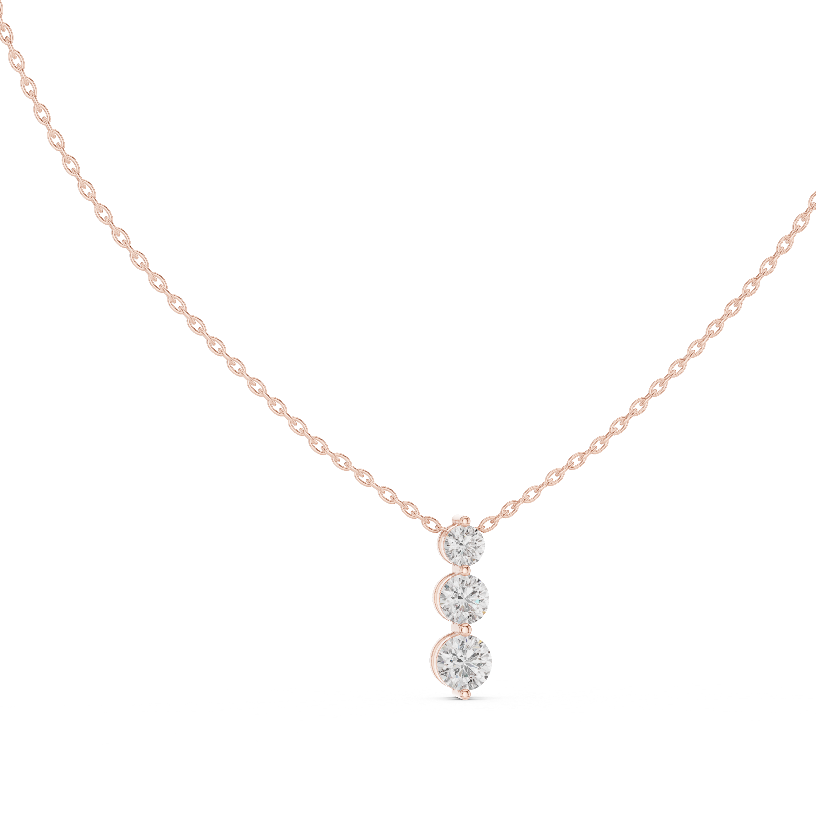 Elegant Trilogy Diamond Drop Necklace with Round Brilliant Stones