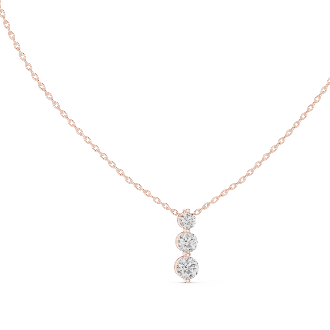 Elegant Trilogy Diamond Drop Necklace with Round Brilliant Stones